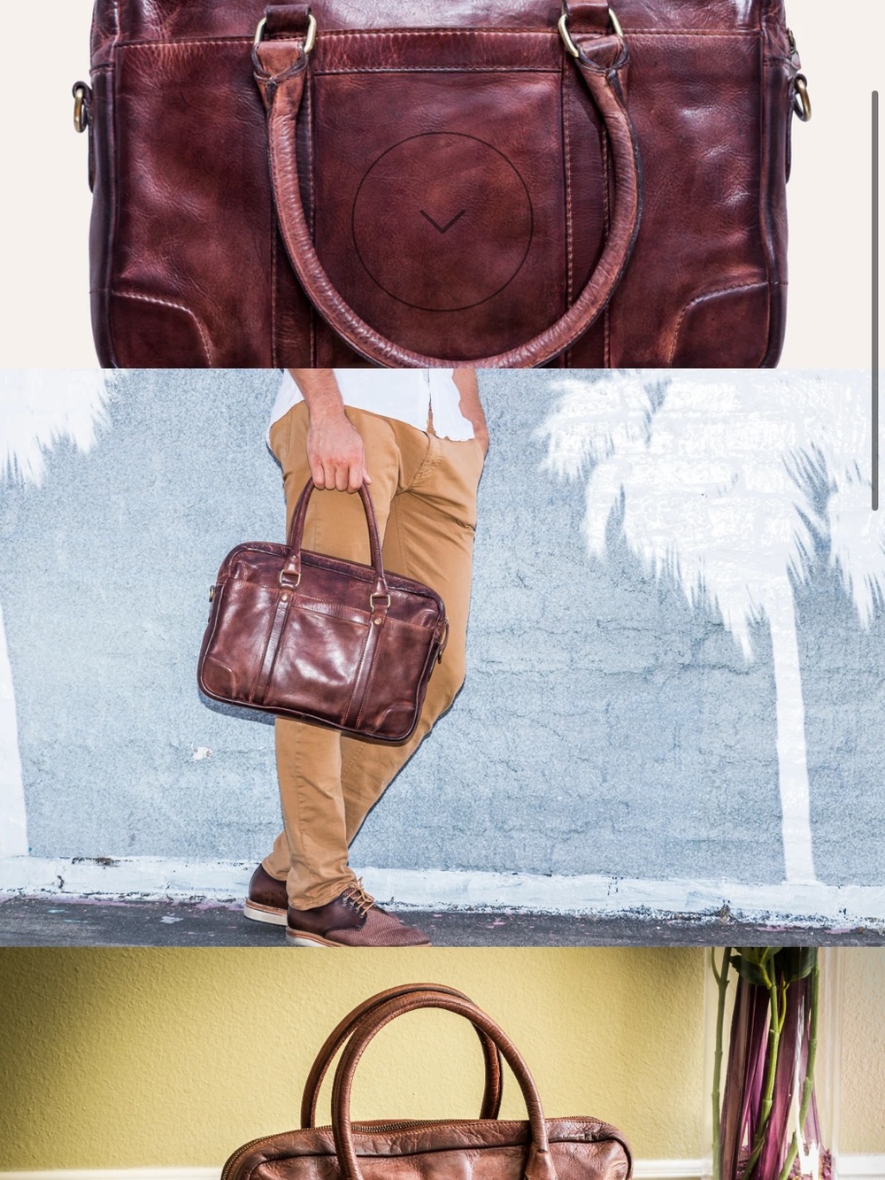 Kiko Genuine Leatber Men's Brown Leather Briefcase Bag Sleek Brief in Brown